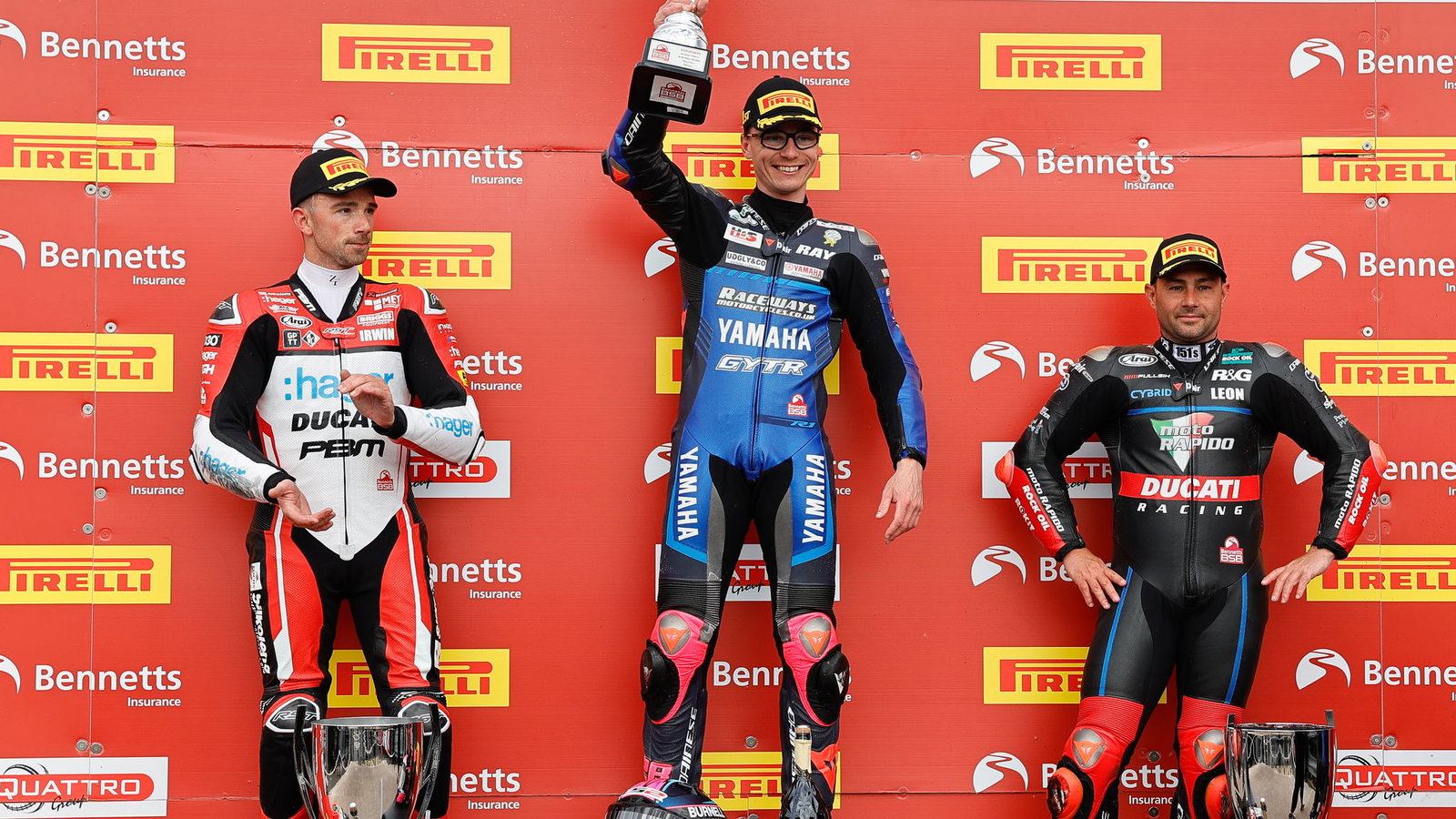 Oulton Park Podium, Race 1, BSB, 2025, Ray, Irwin & Haslam